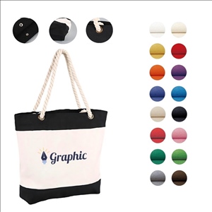 Cotton Canvas Resort Tote Bag with Rope Handle
